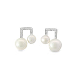 Arete Nota Musical de Perla con Circonia Blanco