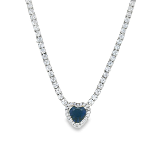 Collar de Tenis con Corazón de Circonia Rojo