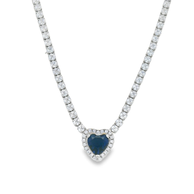 Collar de Tenis con Corazón de Circonia Rojo