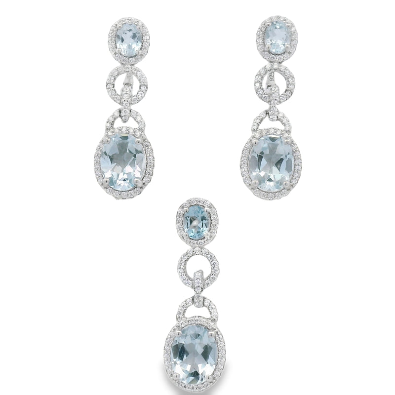 Juego Largo de Piedra Natural Con circonias Amatista