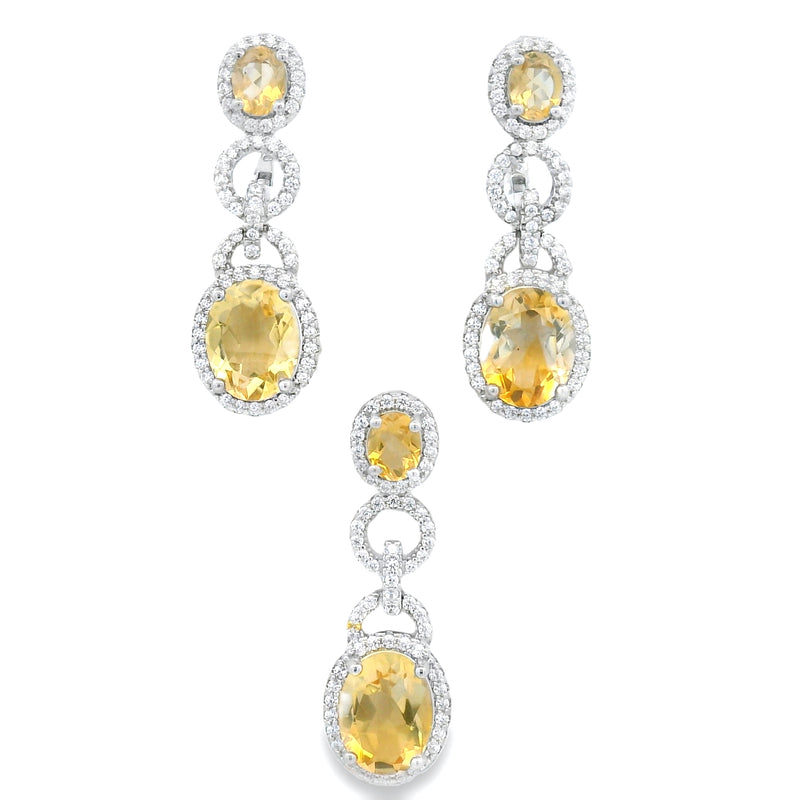 Juego Largo de Piedra Natural Con circonias Amatista