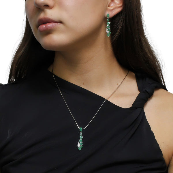 Juego de Piedra Natural colgante con Circonias