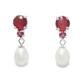 Arete Piedra Natural en Circulo con Perla Rubi con Perla