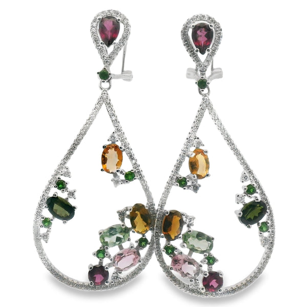 Arete de Piedra Natural Turmalina con Circonia