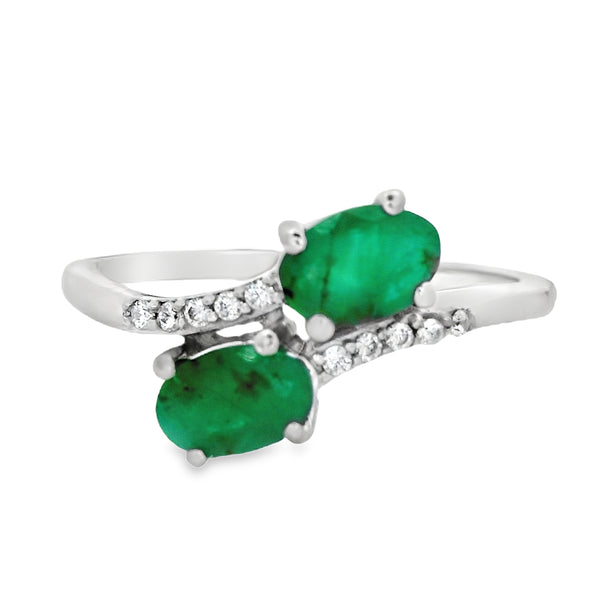 Anillo Piedra Natural con Circonia Esmeralda / 9