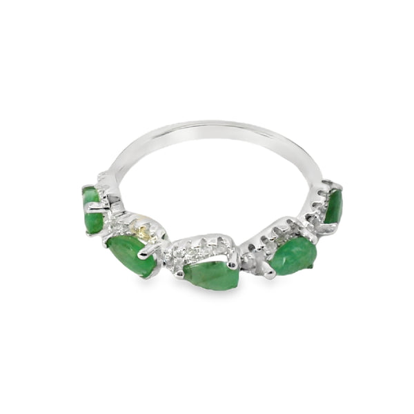 Anillo Gota de Piedra Natural con Circonias Esmeralda / 9