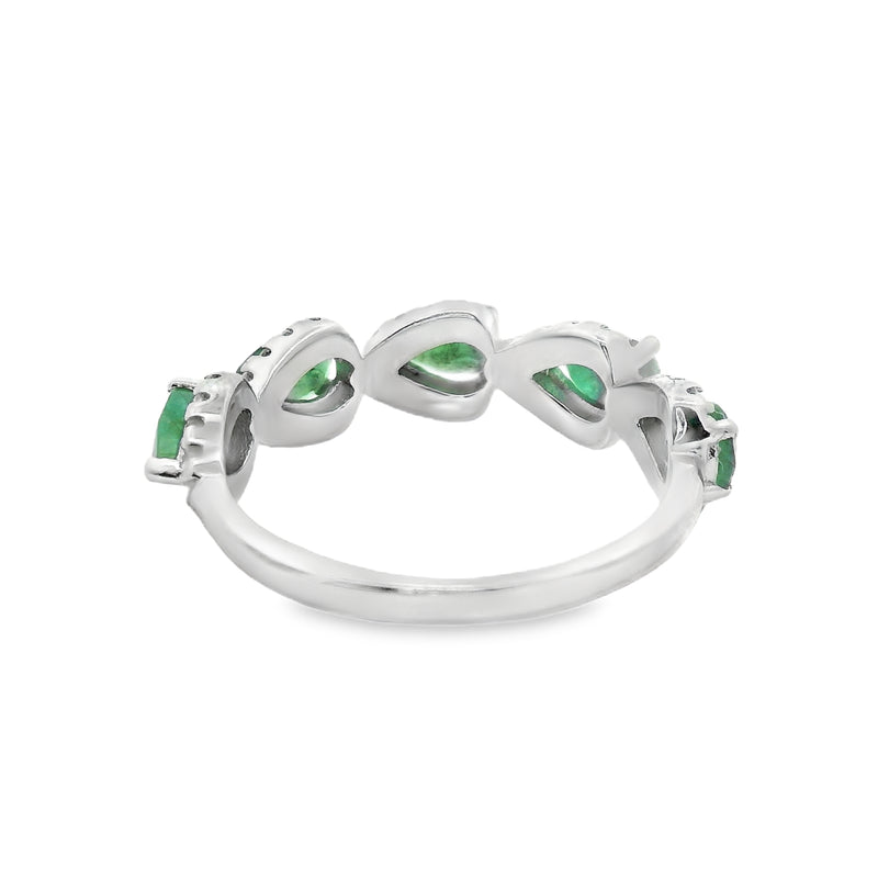 Anillo Gota de Piedra Natural con Circonias Esmeralda / 9