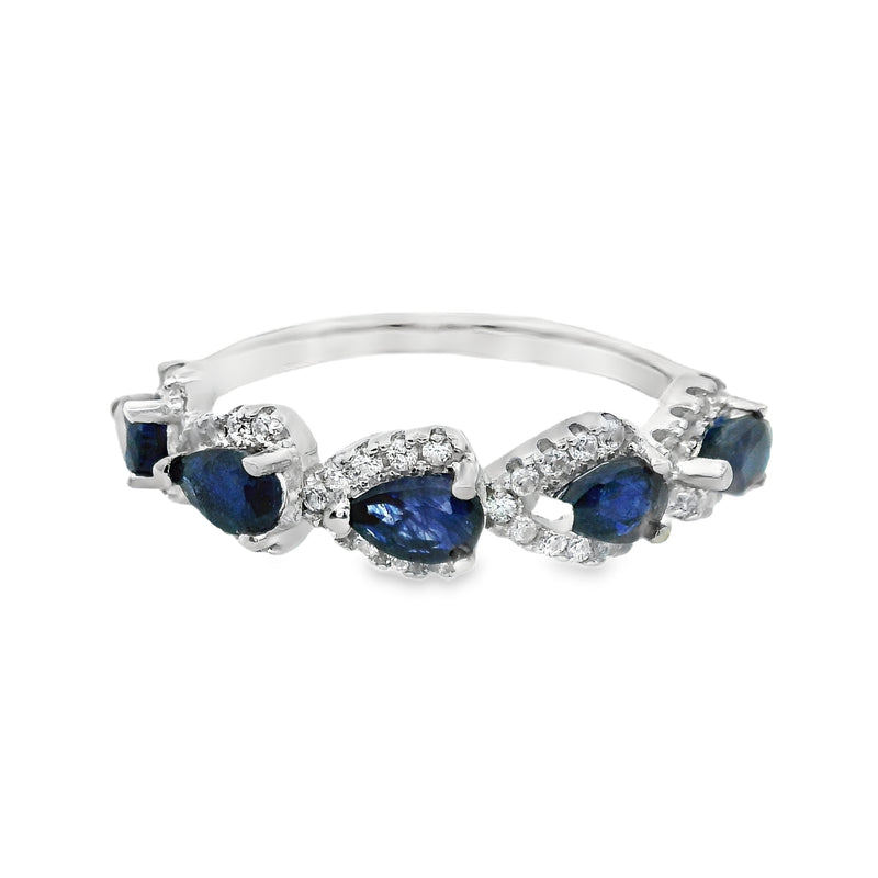 Anillo Gota de Piedra Natural con Circonias Esmeralda / 8