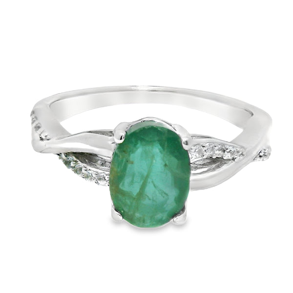 Anillo Piedra Natural y Circonia Esmeralda / 9
