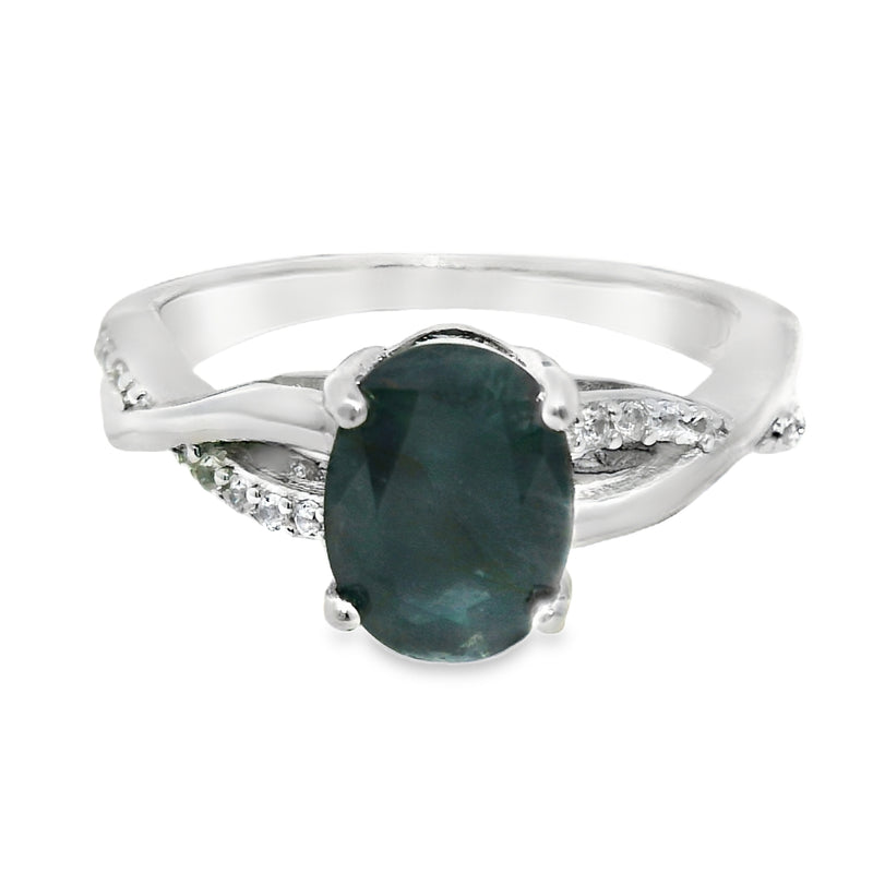 Anillo Piedra Natural y Circonia Esmeralda / 7