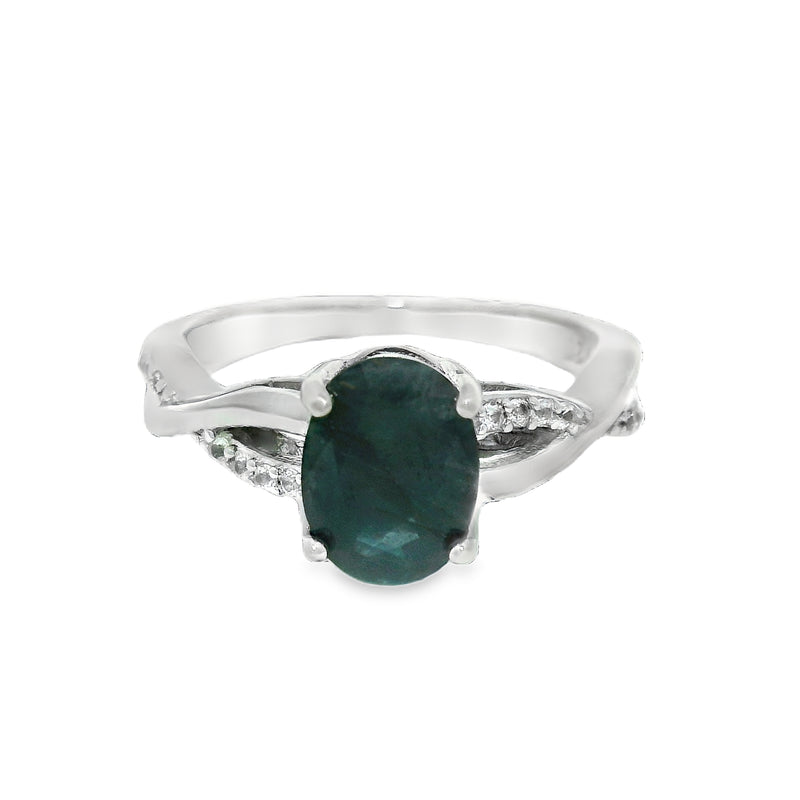 Anillo Piedra Natural y Circonia Esmeralda / 7