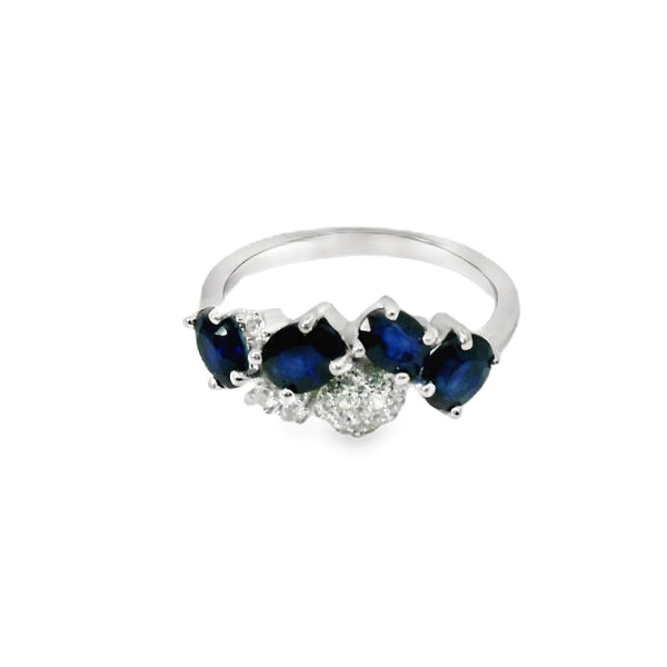 Anillo de Piedra Natural con Circonias Zafiro / 8