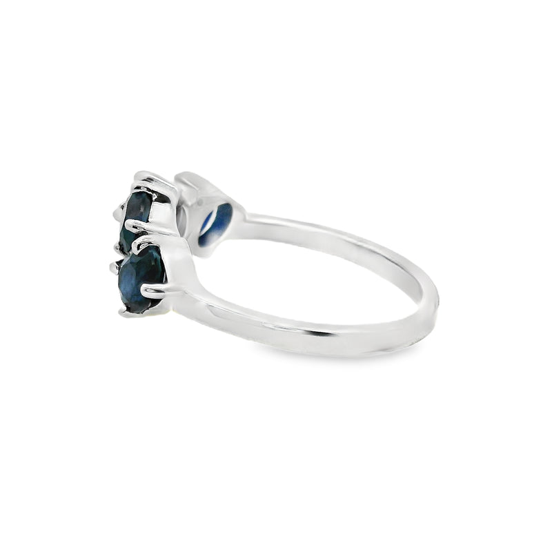 Anillo de Piedra Natural con Circonias Zafiro / 8
