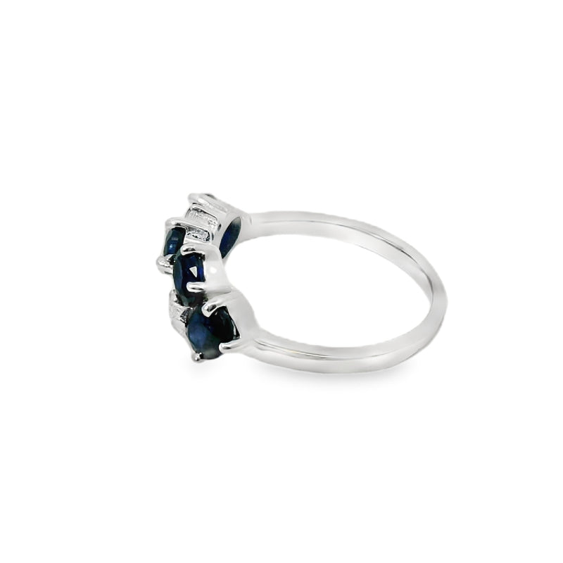 Anillo de Piedra Natural con Circonias Zafiro / 8