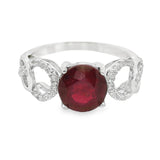 Anillo Piedra Natural con Circonias alrededor Rubi / 8