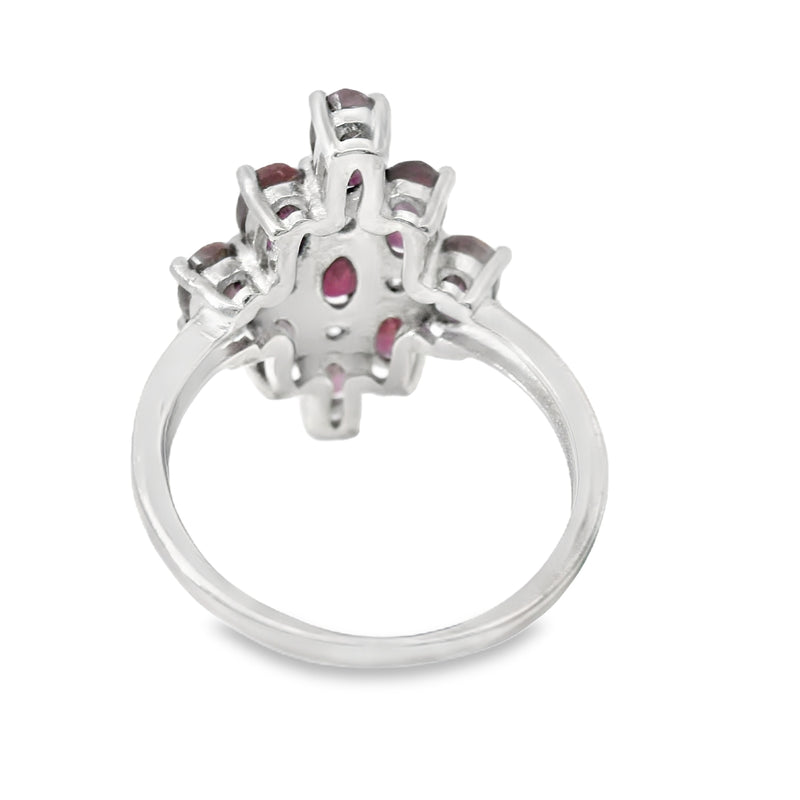 Anillo piedra Natural Ovalado con Circonias Rubi / 9
