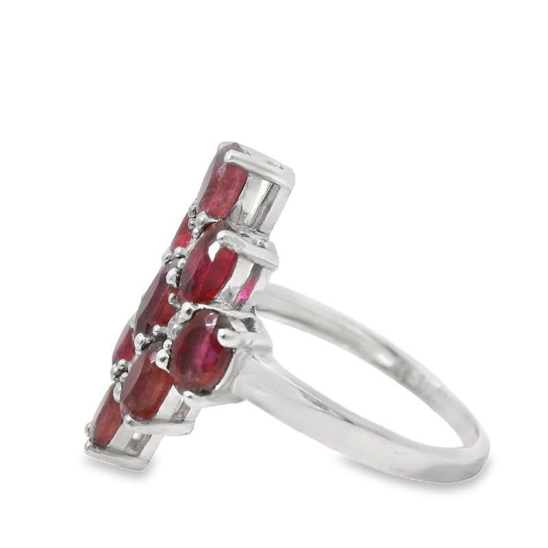 Anillo piedra Natural Ovalado con Circonias Rubi / 9