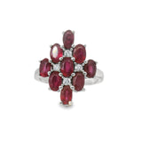 Anillo piedra Natural Ovalado con Circonias Rubi / 9