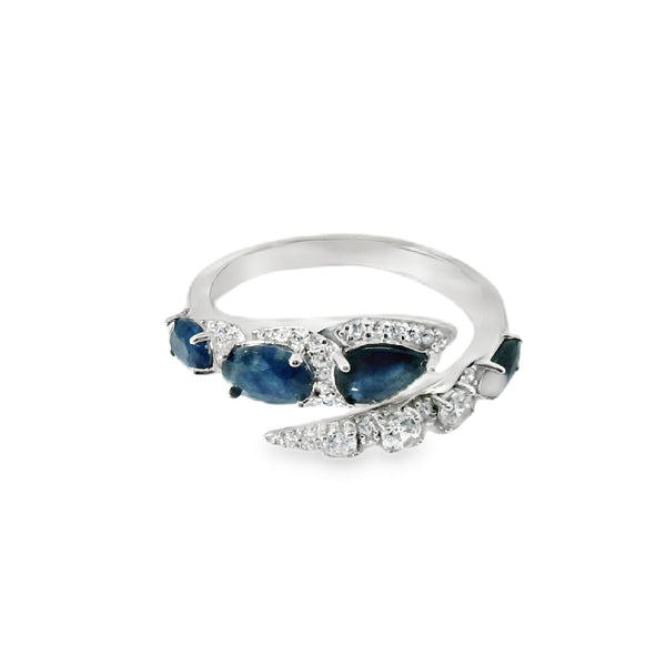 Anillo de Piedra Natural con Circonias Zafiro / 8