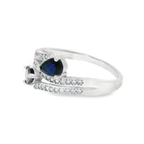Anillo Hilera de Circonias con Piedra Natural Zafiro / 9
