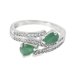 Anillo Hilera de Circonias con Piedra Natural Zafiro / 7