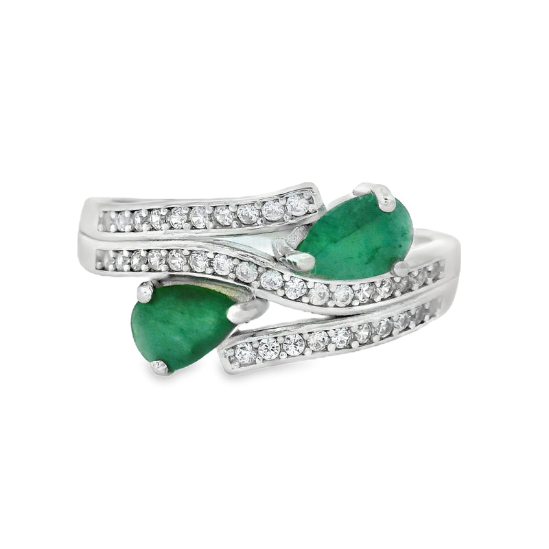 Anillo Hilera de Circonias con Piedra Natural Zafiro / 7