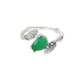 Anillo Gota de Piedra Natural y Circonias Esmeralda / 9