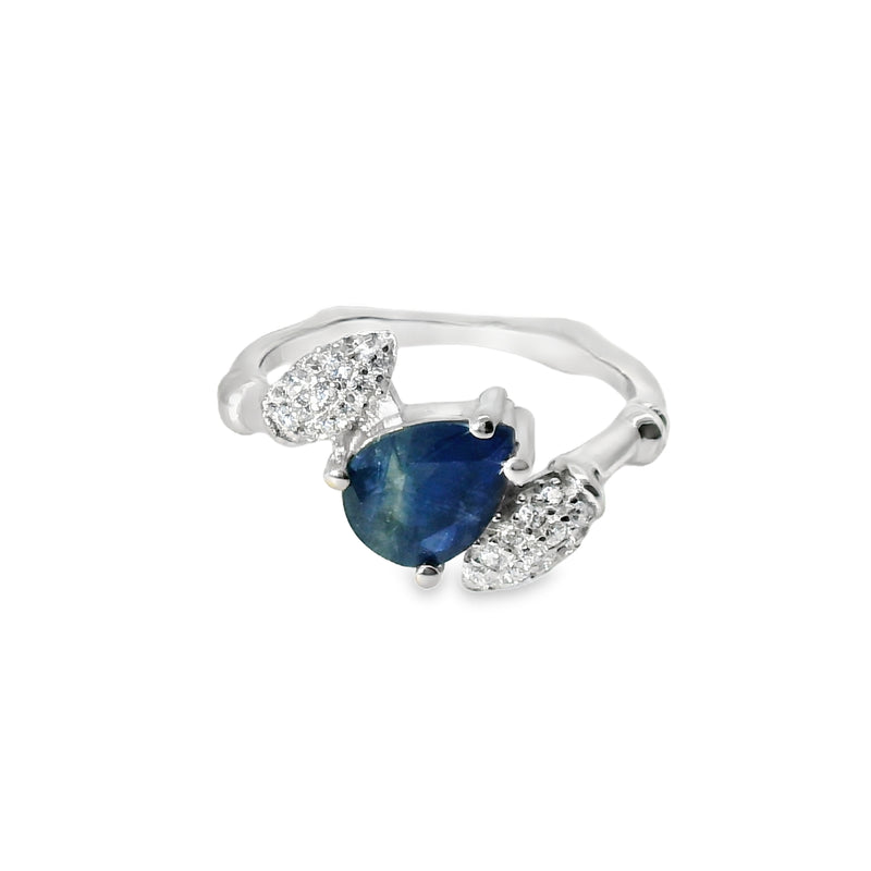 Anillo Gota de Piedra Natural y Circonias Esmeralda / 8