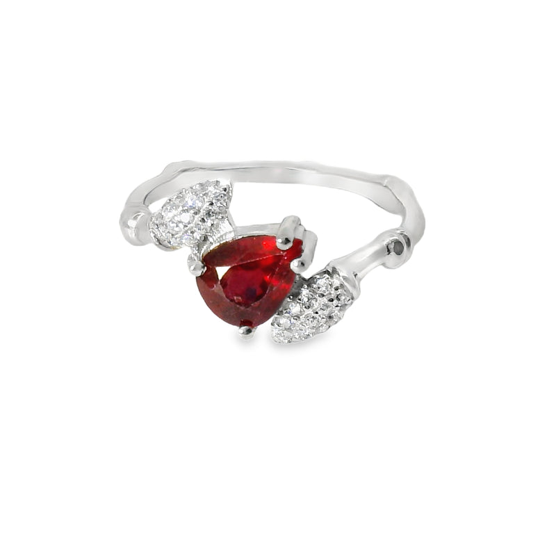 Anillo Gota de Piedra Natural y Circonias Esmeralda / 7