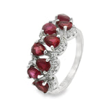 Anillo Gotas de Piedra Natural con Circonia Rubi / 9