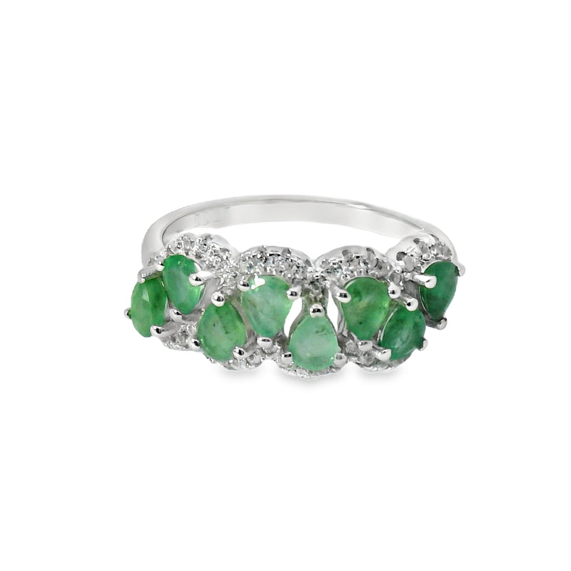 Anillo Gotas de Piedra Natural con Circonia Rubi / 8