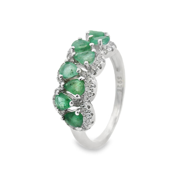 Anillo Gotas de Piedra Natural con Circonia Rubi / 8