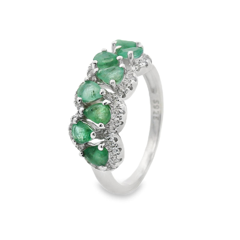 Anillo Gotas de Piedra Natural con Circonia Rubi / 8