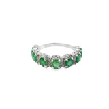 Anillo Hilera de Piedra Natural en Circulos con Circonia Alrededor Esmeralda / 9