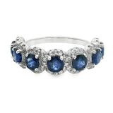 Anillo Hilera de Piedra Natural en Circulos con Circonia Alrededor Esmeralda / 7