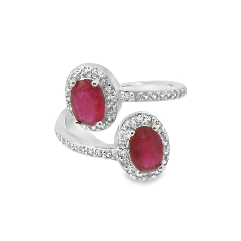 Anillo Piedra Natural Ovalos con Circonias Alrededor Zafiro / 8