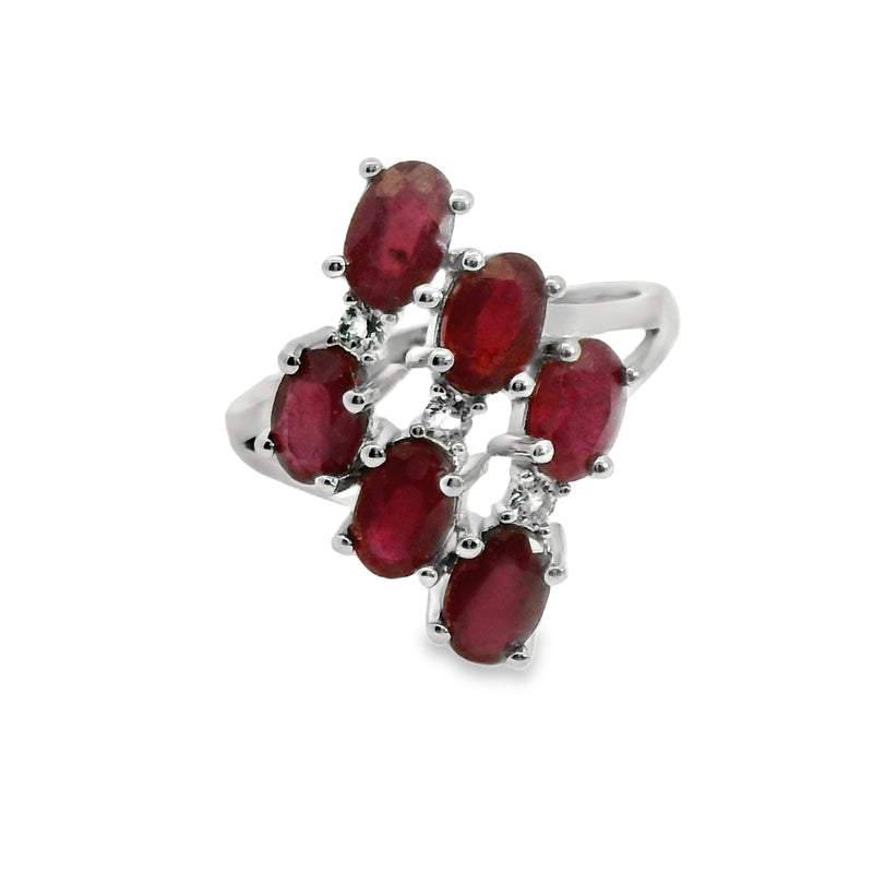 Anillo de Piedra Natural Ovalo con Circonias Esmeralda / 8