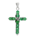 Cruz de Plata con Piedra Natural Esmeralda
