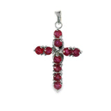 Cruz de Plata con Piedra Natural Rubi