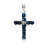 Cruz de Plata con Piedra Natural Zafiro