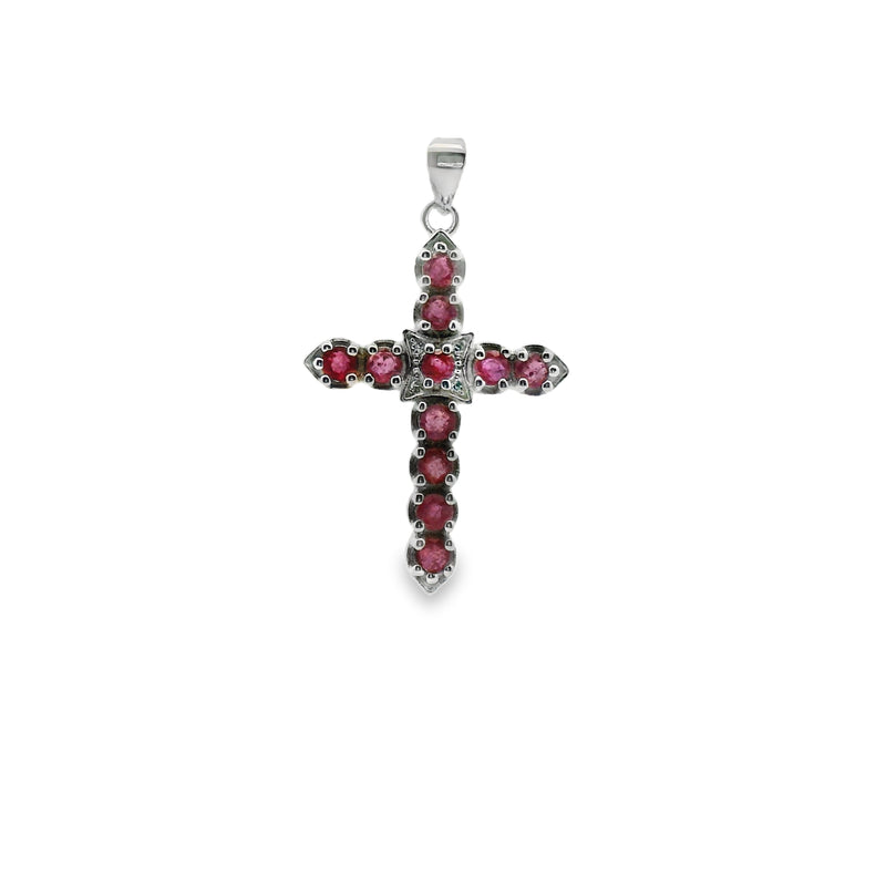 Cruz Piedra Natural con Circonia Rubi