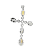 Cruz de Piedra Natural Opalo con Circonias