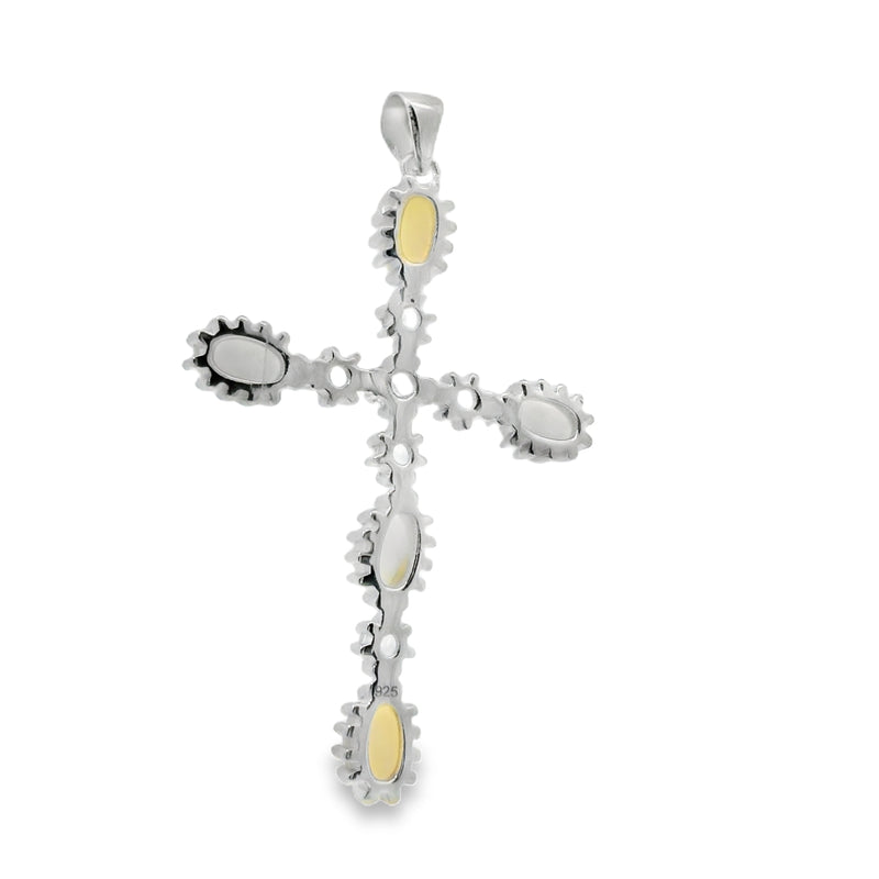 Cruz de Piedra Natural Opalo con Circonias