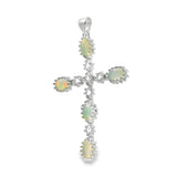 Cruz de Piedra Natural Opalo con Circonias