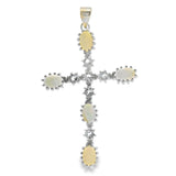 Cruz de Piedra Natural Opalo con Circonias