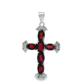 Cruz de Piedra Natural con Circonias Rubi