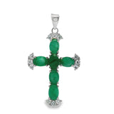 Cruz de Piedra Natural con Circonias Esmeralda