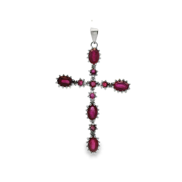 Cruz de Piedra Natural Ovalo Rubi