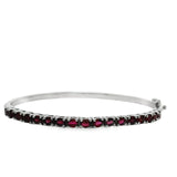 Brazalete de Plata Mitad Piedra Natural Rubi