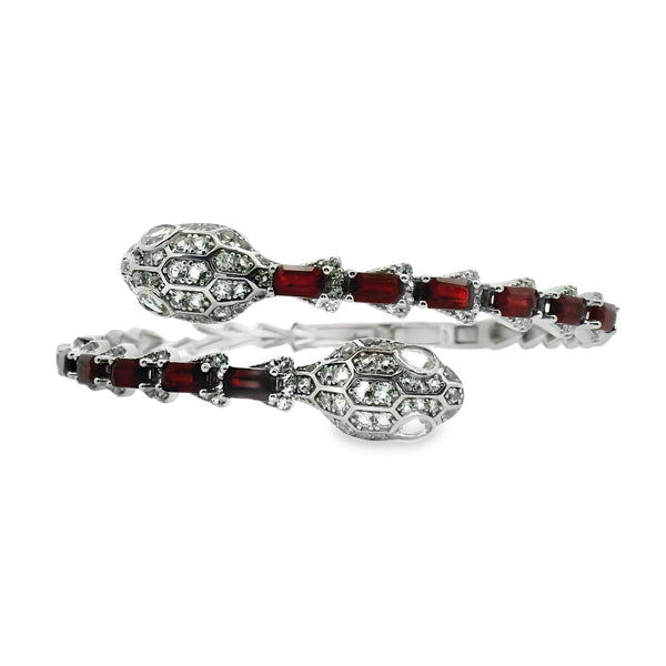 Brazalete de Piedra Natural Víbora de Circonias Rubi